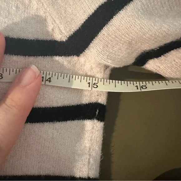 Striped Black and Cream Women's Sweater - Picture 5 of 6